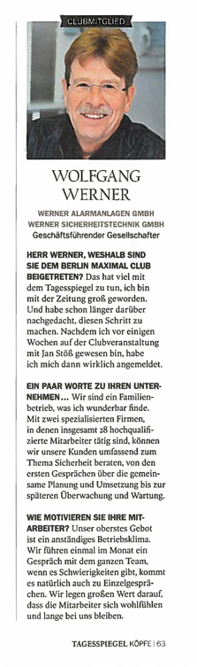 Bericht im Tagesspiegel Magazin KÖPFE