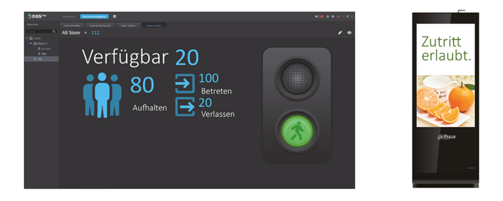 Kontrolle des Besucherstroms im ladengeschaeft durch Kameras mit Ampelsystem Kontrolle des Besucherstroms im ladengeschaeft durch Kameras mit Ampelsystem