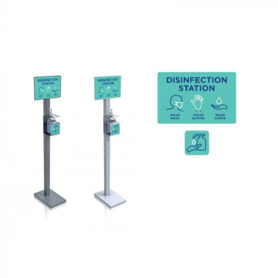 Desinfektionsstation | Desinfektionsständer mit Halterung für Desinfektions-Gel | Desinfektionssäule Desinfektionsstation | Desinfektionsständer mit Halterung für Desinfektions-Gel | Desinfektionssäule